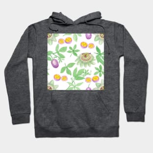 Watercolor Passionfruit and Passionflower Pattern Hoodie